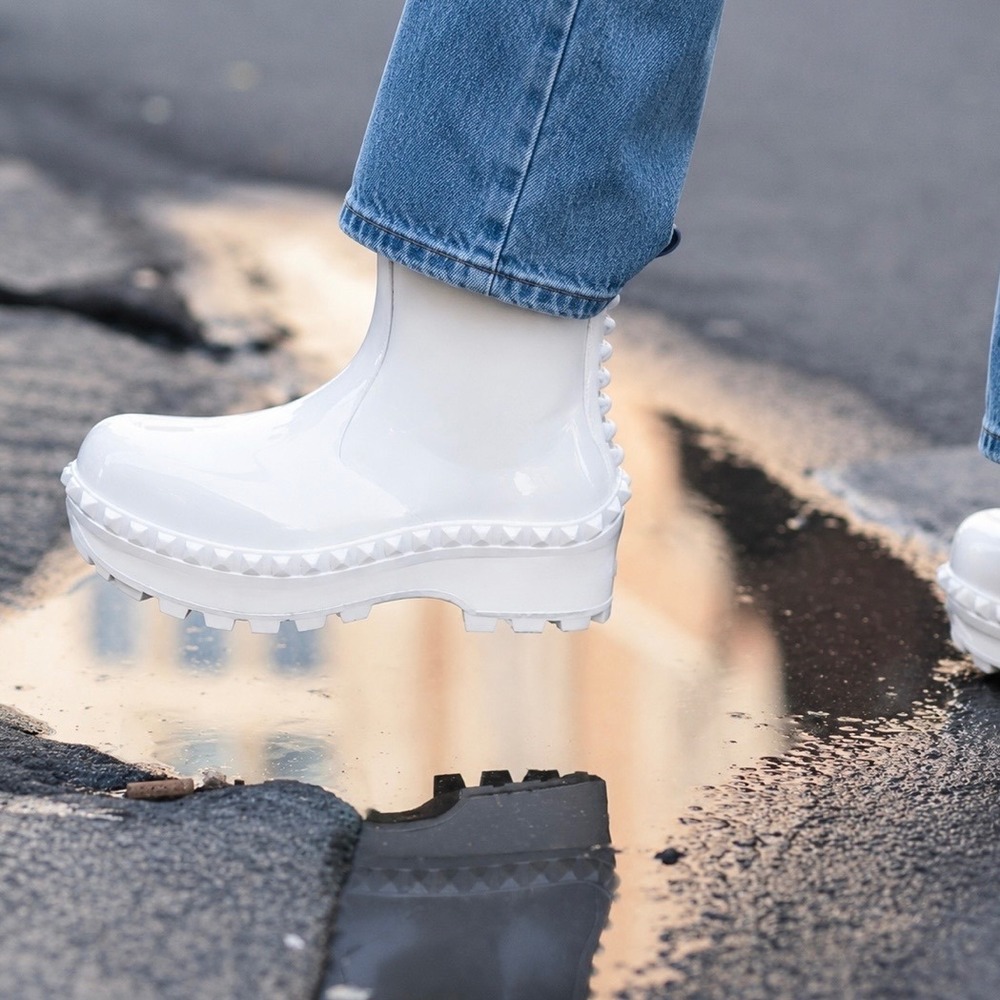 Carmen Sol Graziano White Jelly Studded Platform Rain Boots Italy Sz 40 US Sz 10